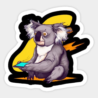 Smombie Coala, Apathetic Coala With Mobile Phone Sticker